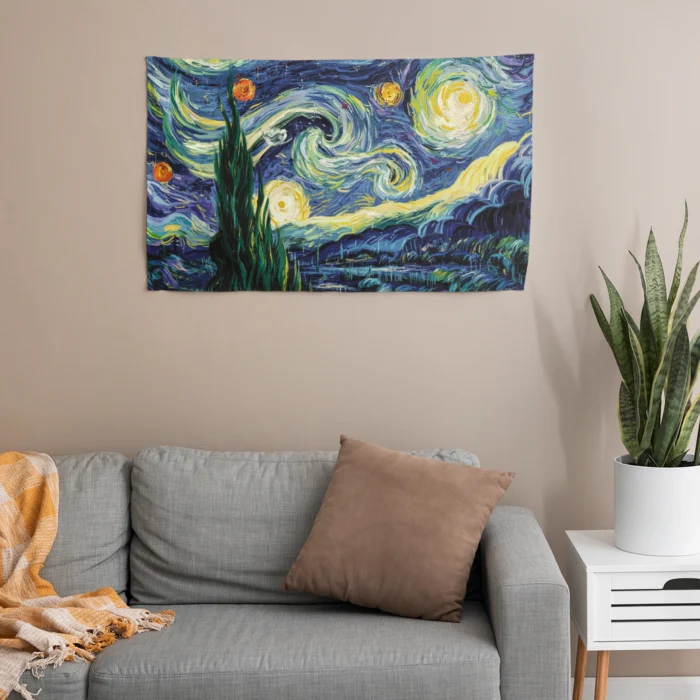 Van Gogh Yıldızlı Gece Duvar Örtüsü - Görsel 1