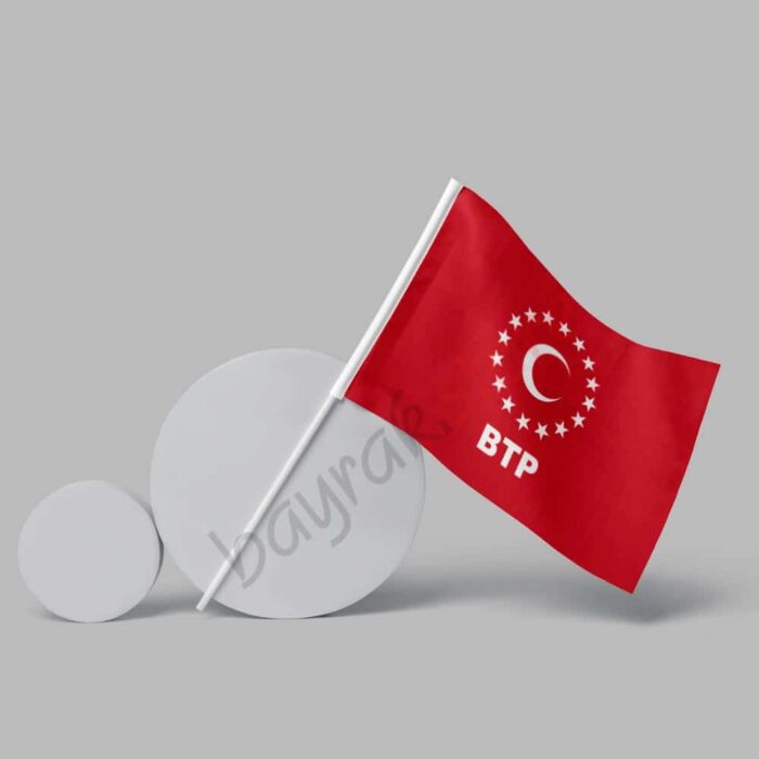 BTP 50×75 cm Kırmızı Zemin Raşel Sopalı Bayrak - Görsel 1