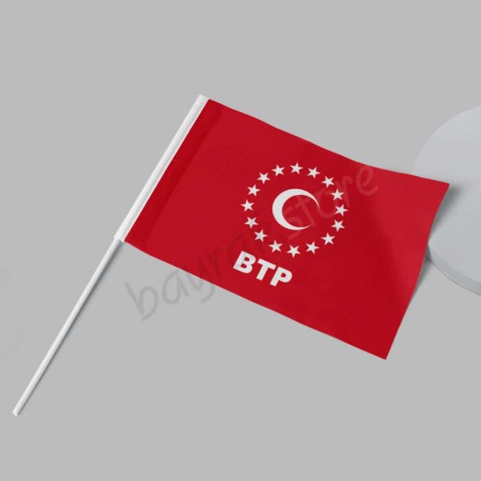 BTP 50×75 cm Kırmızı Zemin Raşel Sopalı Bayrak - Görsel 2