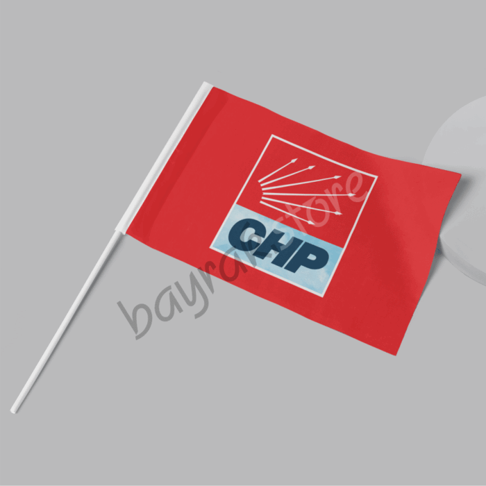 CHP 50×75 cm Kırmızı Zemin Raşel Sopalı Bayrak - Görsel 2
