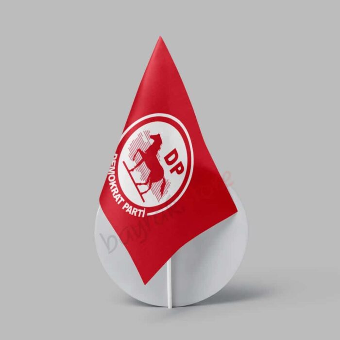 Demokrat Parti Kırmızı Zemin 50×75 cm Raşel Sopalı Bayrak - Görsel 3