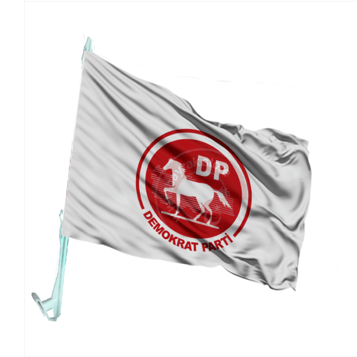 Demokrat Parti Otofors Bayrağı Beyaz 30×45 Cm - Görsel 1