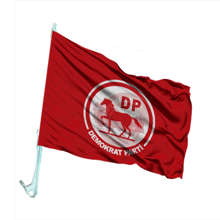 Demokrat Parti Otofors Bayrağı Kırmızı 30×45 Cm - Görsel 1