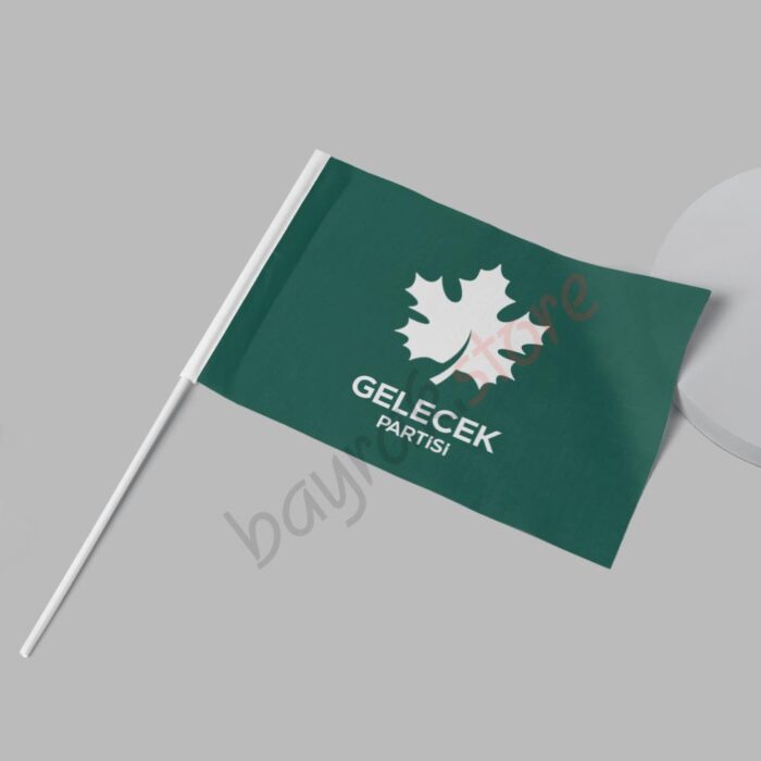 Gelecek Partisi Yeşil Zeminli 50×75 cm Raşel Sopalı Bayrak - Görsel 2