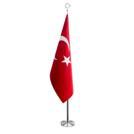 Türk Makam Bayrağı Simsiz Telalı Krom Takım