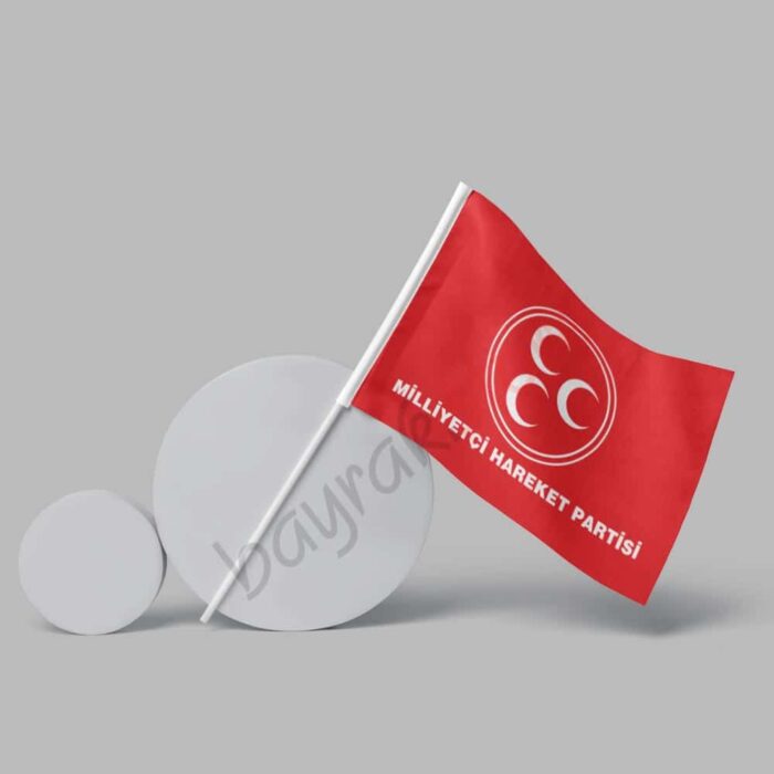 MHP 50×75 cm Kırmızı Zemin Raşel Sopalı Bayrak - Görsel 1