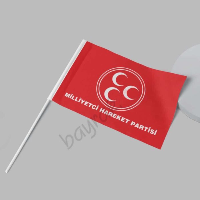 MHP 50×75 cm Kırmızı Zemin Raşel Sopalı Bayrak - Görsel 2