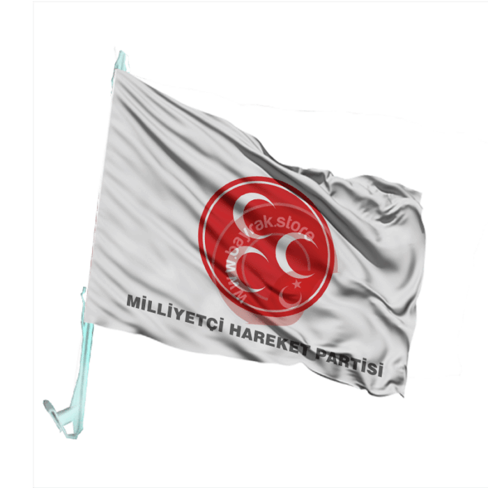 Milliyetçi Hareket Partisi Otofors Bayrağı Beyaz 30×45 Cm - Görsel 1