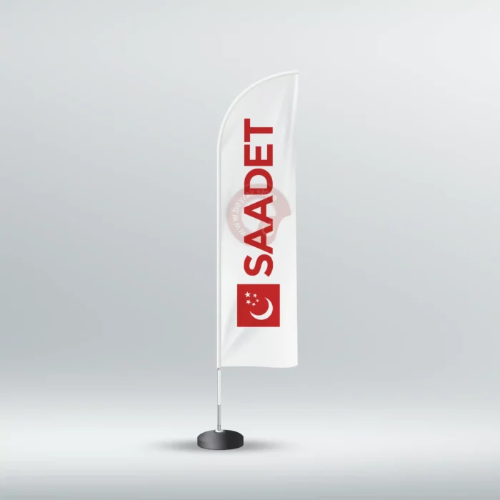 Saadet Partisi Yelken Bayrak Beyaz (75×300) - Görsel 1