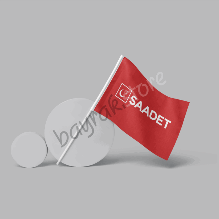 Saadet Partisi 50×75 cm Kırmızı Zemin Raşel Sopalı Bayrak - Görsel 1