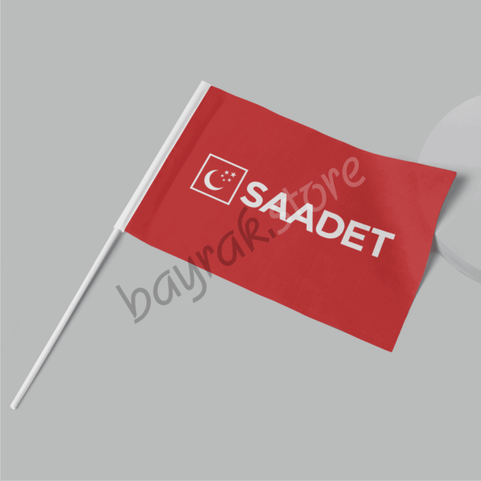 Saadet Partisi 50×75 cm Kırmızı Zemin Raşel Sopalı Bayrak - Görsel 2