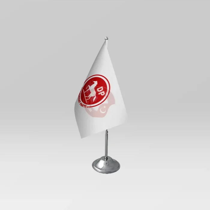 Demokrat Parti Tekli Masa Bayrağı Beyaz Takım - Görsel 1