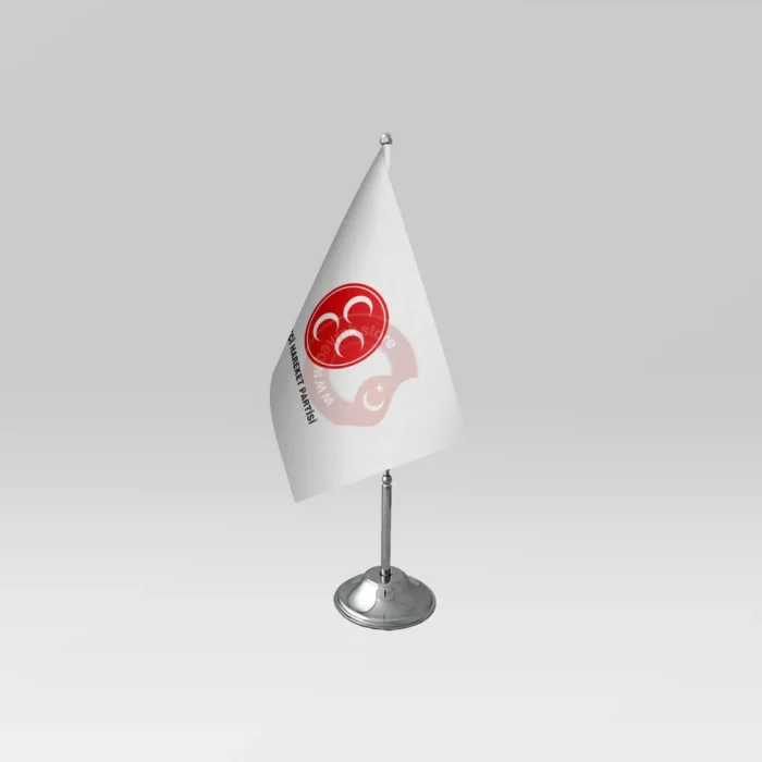 MHP Tekli Masa Bayrağı Beyaz Takım - Görsel 1
