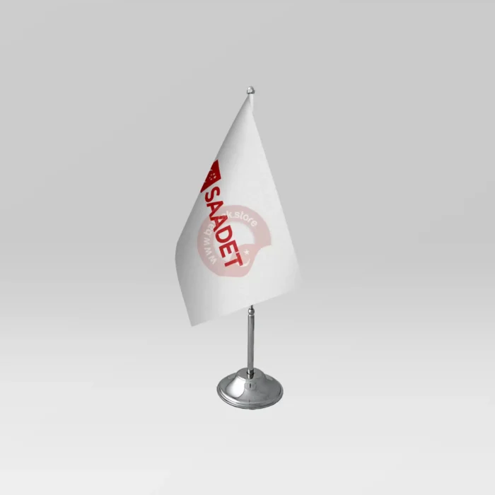 Saadet Partisi Tekli Masa Bayrağı Beyaz Takım - Görsel 1