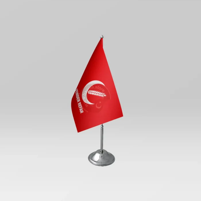 Yeniden Refah Partisi Tekli Masa Bayrağı Kırmızı Takım - Görsel 1