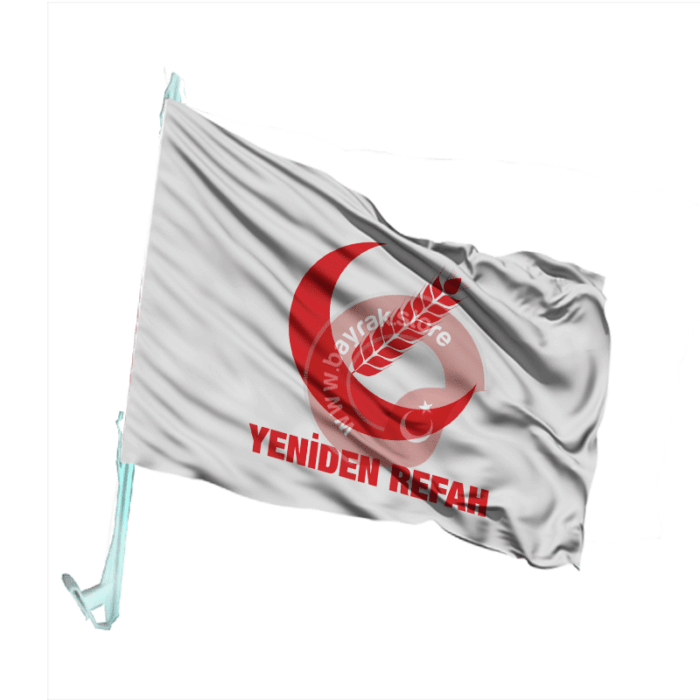 Yeniden Refah Partisi Otofors Bayrağı Beyaz 30×45 Cm - Görsel 1