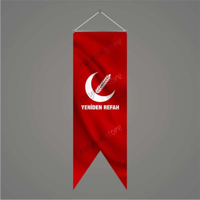 Yeniden Refah Partisi Kırmızı Kırlangıç Bayrak 50x150 cm - Görsel 1