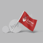 Zafer Partisi 50x75 Raşel Sopalı Bayrak (Kırmızı Zeminli)
